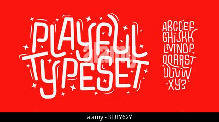 Playful Fun Kid Font Logo Alphabet Doodle Hand Drawn Letter Set Modern Typography, Creative Typographic Design for Title Text, Carnival Poster Stock Vector