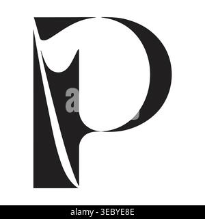 Abstract Minimalist Letter P Logo for High Fashion and Luxury Branding Stock Vector