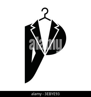 Minimalist Letter P Suit and Tuxedo Logo for Tailors and Menswear Stock Vector