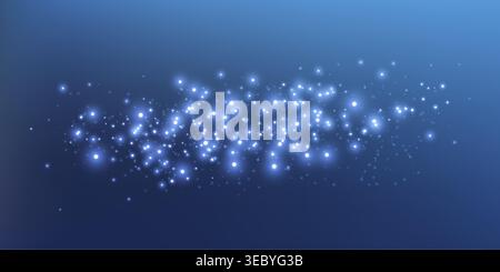 Blue glittering dots, particles, stars magic sparks. Glow flare light effect. Blue luminous points. Vector particles. Stock Vector