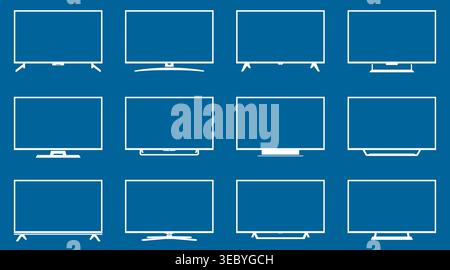 Modern smart TV icons set. Television and monitor screen display icons. Vector illustration. Stock Vector