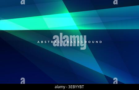 Vibrant teal geometric gradient background, layered translucent diagonal ribbons, soft glow, deep navy contrast, modern minimal composition, studio Stock Vector