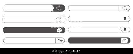Website prompt bar, ai frame set. Artificial intelligence, machine learning technology, chat, futuristic, button. Search bar Internet browser engine. Vector illustration Stock Vector