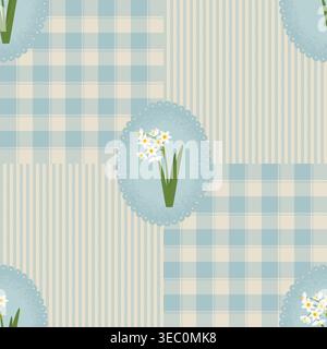 Coquette floral seamless pattern with Daffodils. Rustic Design vector illustration. Stock Vector