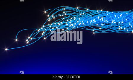 3d Fiber optic cables modern internet technology Stock Photo