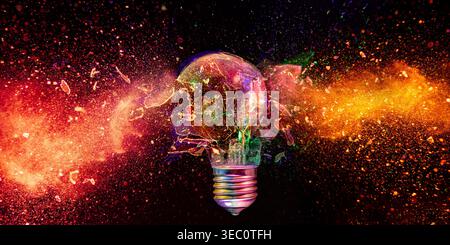 Light bulb explosion high speed photo Stock Photo