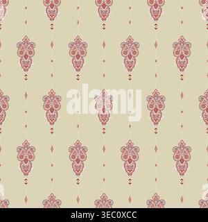 Warm Beige Vertical Floral Paisley Ornament Stock Vector