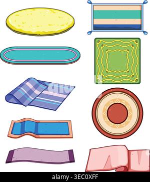 Various colorful carpets and rugs collection Stock Vector