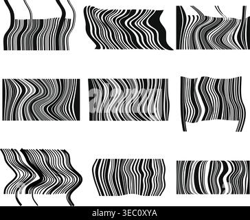 Distorted barcode elements creating abstract striped patterns Stock Vector