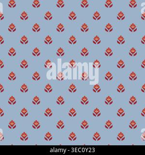 Blue Tiny Flower Sprig Textile Pattern Stock Vector