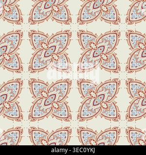 Ivory Classic Medallion Tile Paisley Pattern Stock Vector