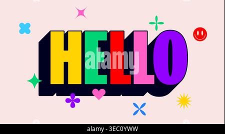 Hello. Funny phrase, text, message Hello Stock Vector