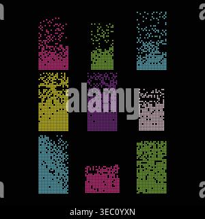 Pixels disintegrating effect with colorful digital errors Stock Vector