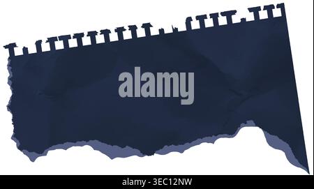 Wrinkled page piece with torn ripped edges black torn paper. Crumpled paper angle sheet featuring realistic crumple grunge texture. Damaged holes on s Stock Vector