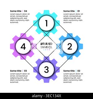 Infographic template with 4 options or steps. Gears. Can be used for workflow layout, diagram, banner, webdesign. Vector illustration Stock Vector