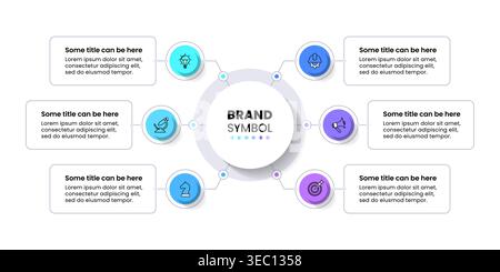 Infographic template with icons and 6 options or steps. Connected circles. Can be used for workflow layout, diagram, banner, webdesign. Vector illustr Stock Vector