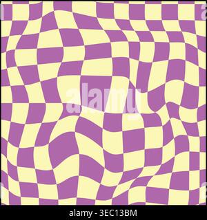 Distorted checker grid creating a wavy optical illusion Stock Vector