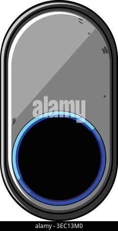 Smart doorbell button with glowing blue ring Stock Vector