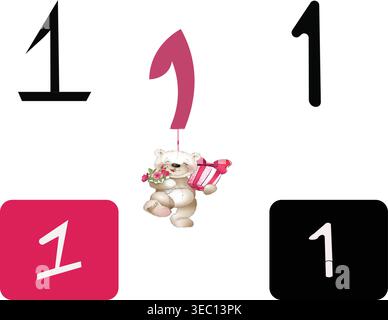 Number 1 digit isolated on clean background, bold numeric symbol, minimal design for education, typography, counting, mathematics and digital concepts Stock Vector