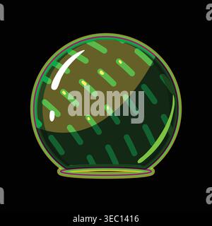 Green energy barrier protecting sphere on black Stock Vector