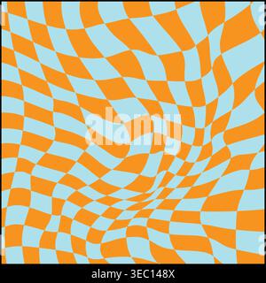Distorted checker grid creating warped optical illusion effect Stock Vector