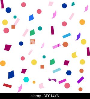 Colorful geometric confetti elements scattering on white background Stock Vector