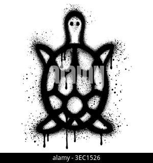 Turtle graffiti with black spray paint. vector illustration. Stock Vector