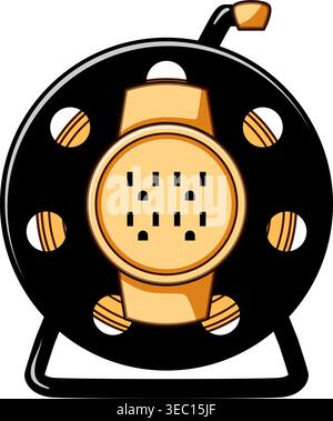 Extension cord reel distributing electrical power Stock Vector