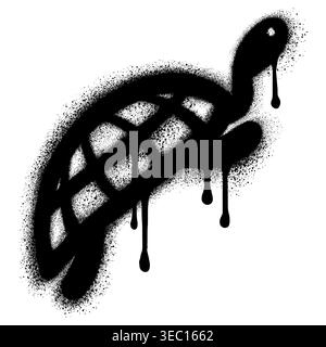 Turtle graffiti with black spray paint. vector illustration. Stock Vector