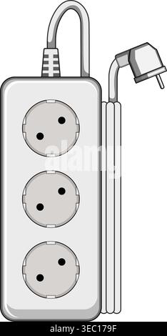 Power strip extending outlets for electrical connection Stock Vector