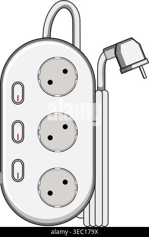 Power strip providing multiple outlets for electricity Stock Vector