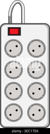 White power strip distributing electrical current for home appliances Stock Vector
