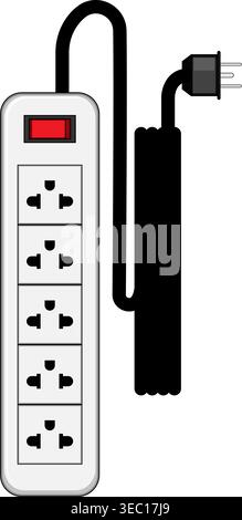 Power strip providing multiple electrical outlets for devices Stock Vector