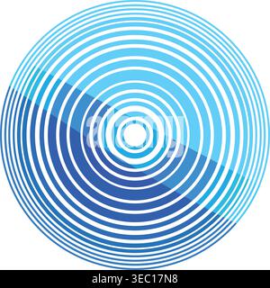 Blue concentric circles creating radial pulse waves Stock Vector