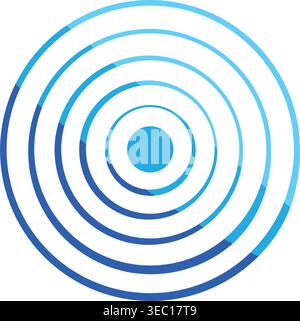 Blue concentric circles expanding radial pulse waves Stock Vector