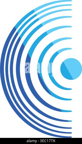 Radial pulse waves spreading from a central point Stock Vector