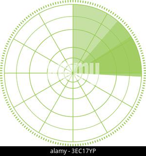 Radar screen scanning sweep with green waves Stock Vector