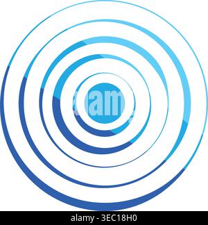 Blue radial pulse waves spreading data communication Stock Vector