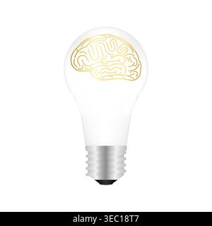 Brain. Brainstorm. Brain in Lightbulb. Creativity and Thinking Idea Concept. Vector Illustration. Stock Vector