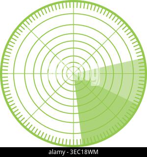 Circular radar screen scanning detecting objects system Stock Vector