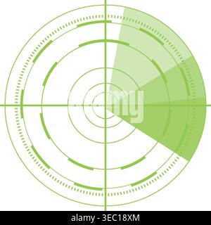 Radar scanning interface displaying target detection technology Stock Vector