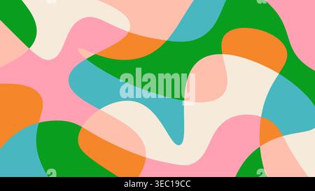 Fun abstract colorful fluid background with overlapping organic shapes in doodle style. Simple playful vector design Stock Vector