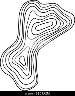 Abstract topographic map showing elevation contour lines Stock Vector