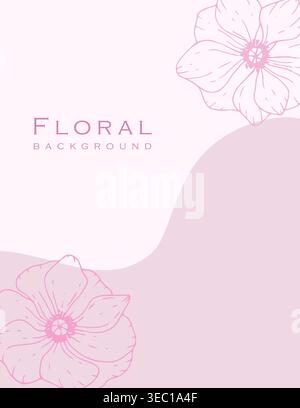 Elegant background with hand drawn flowers. Floral frame. Stock Vector