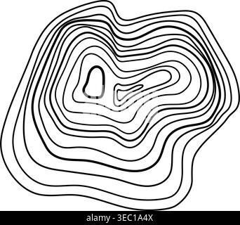 Topographic map contour lines showing elevation and data Stock Vector