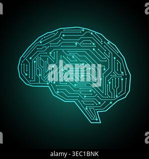 Brain. Artificial intelligence. Brainstorm, Creativity and Thinking Idea Concept. Artificial intelligence. Vector Illustration. Stock Vector