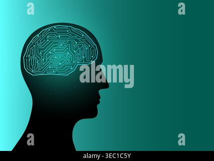 Brain. Artificial intelligence. Brainstorm, Creativity and Thinking Idea Concept. Artificial intelligence. Vector Illustration. Stock Vector