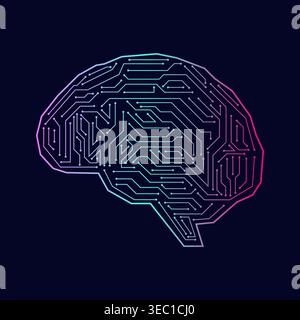 Brain. Artificial intelligence. Brainstorm, Creativity and Thinking Idea Concept. Artificial intelligence. Vector Illustration. Stock Vector