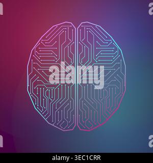 Brain. Artificial intelligence. Brainstorm, Creativity and Thinking Idea Concept. Artificial intelligence. Vector Illustration. Stock Vector