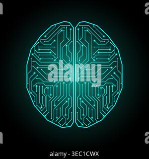 Brain. Artificial intelligence. Brainstorm, Creativity and Thinking Idea Concept. Artificial intelligence. Vector Illustration. Stock Vector